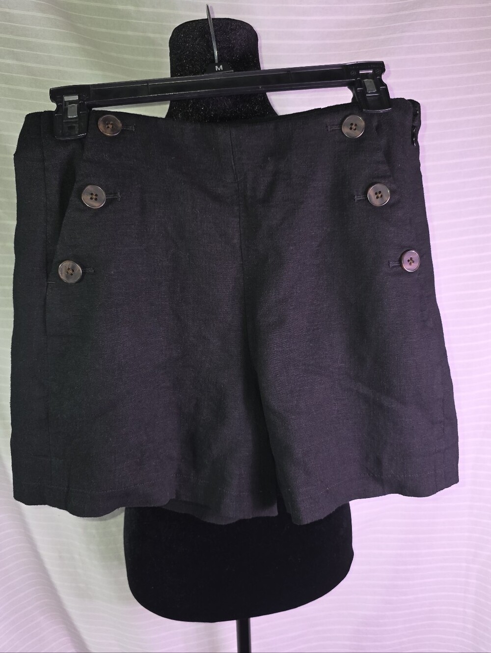 J. Crew Black High-Waist Button-Front Shorts, Size 2